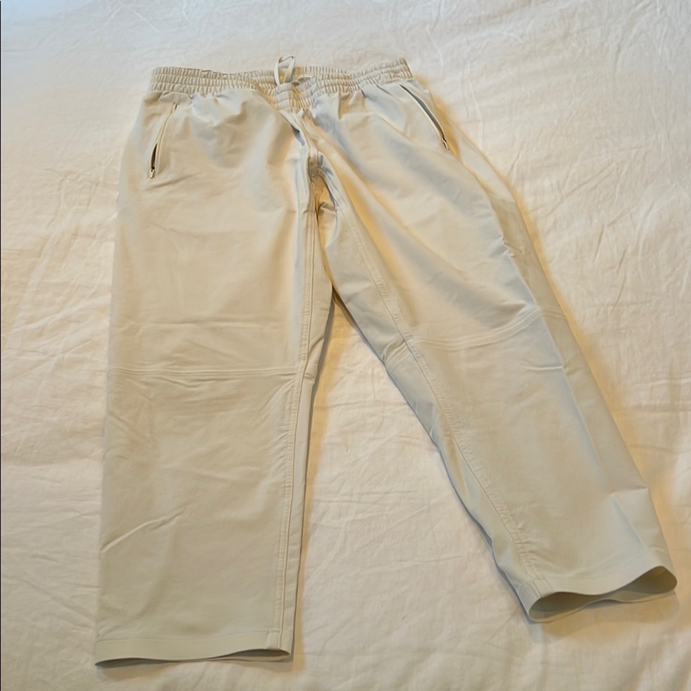 Cream Sweatpants with Elastic Waistband and Relaxed Fit